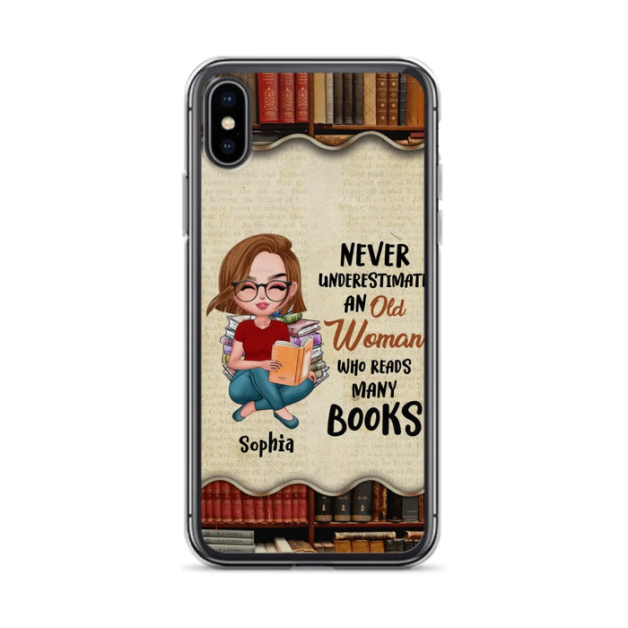 Custom Personalized Old Woman Books Phone Case -  Gift Idea For Books Lover - Case For iPhone And Samsung