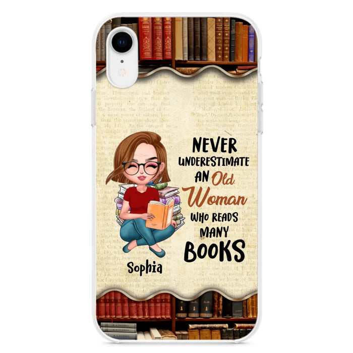 Custom Personalized Old Woman Books Phone Case -  Gift Idea For Books Lover - Case For iPhone And Samsung