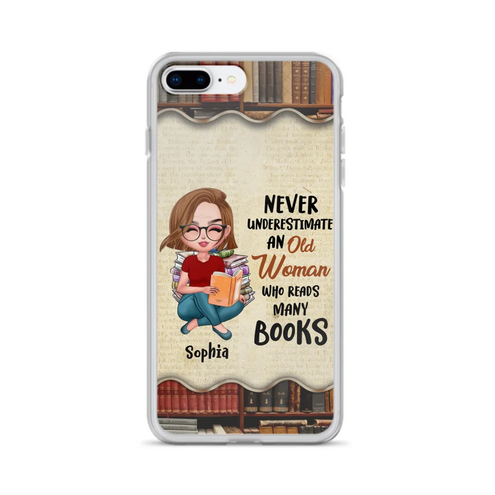 Custom Personalized Old Woman Books Phone Case -  Gift Idea For Books Lover - Case For iPhone And Samsung