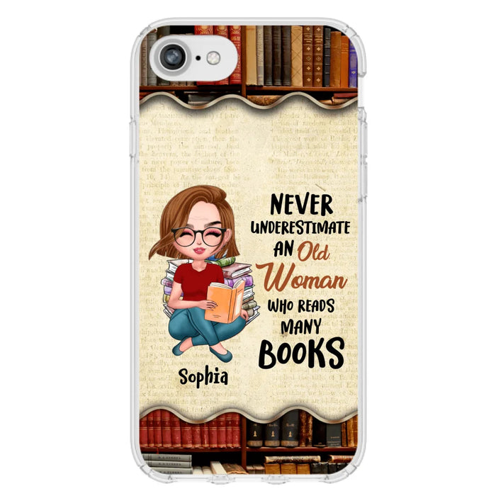 Custom Personalized Old Woman Books Phone Case -  Gift Idea For Books Lover - Case For iPhone And Samsung