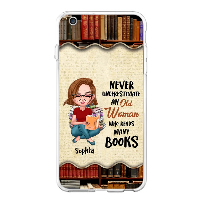 Custom Personalized Old Woman Books Phone Case -  Gift Idea For Books Lover - Case For iPhone And Samsung