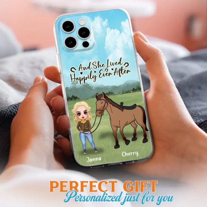 Custom Personalized Horse Girl Chibi iPhone and Samsung Cases - Gift For Horse Lovers - And She Lived Happily Ever After