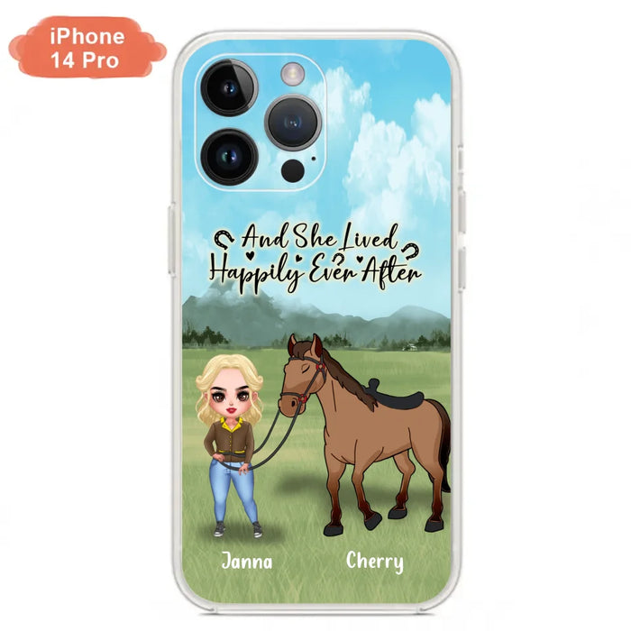 Custom Personalized Horse Girl Chibi iPhone and Samsung Cases - Gift For Horse Lovers - And She Lived Happily Ever After