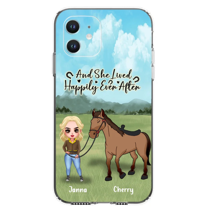 Custom Personalized Horse Girl Chibi iPhone and Samsung Cases - Gift For Horse Lovers - And She Lived Happily Ever After