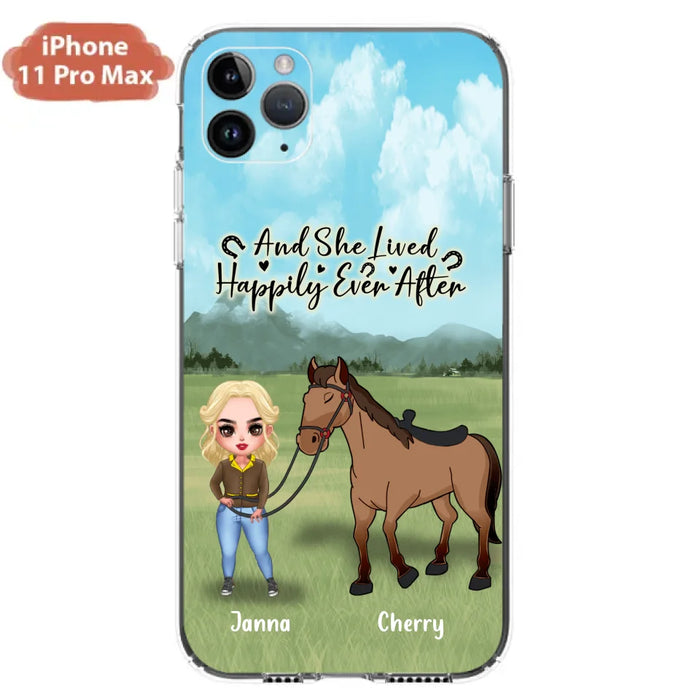 Custom Personalized Horse Girl Chibi iPhone and Samsung Cases - Gift For Horse Lovers - And She Lived Happily Ever After