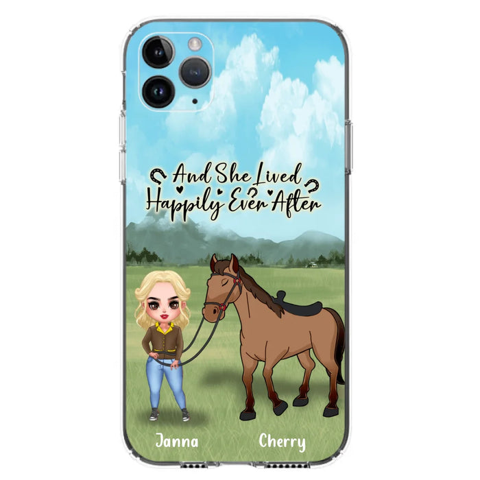 Custom Personalized Horse Girl Chibi iPhone and Samsung Cases - Gift For Horse Lovers - And She Lived Happily Ever After