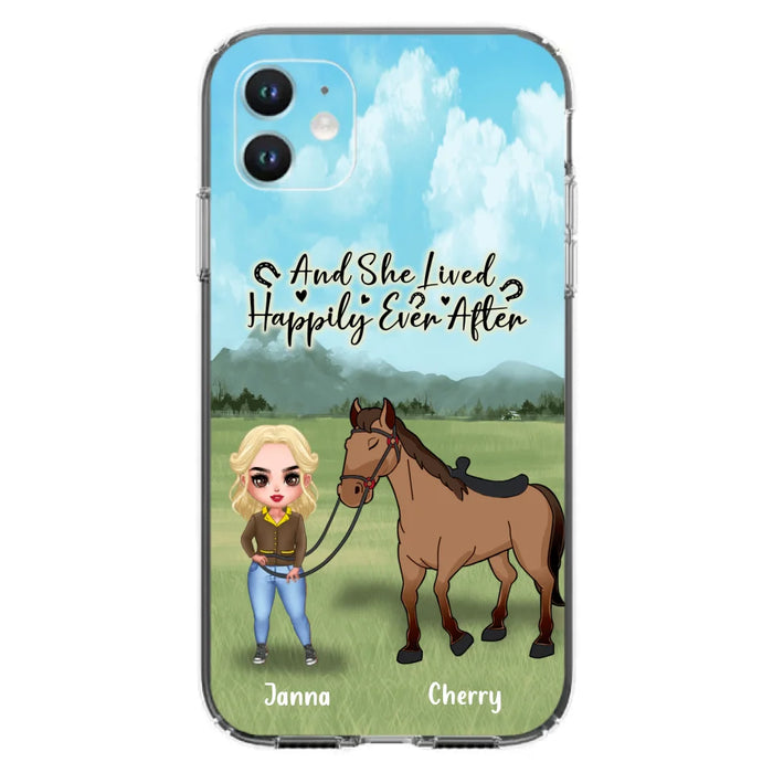 Custom Personalized Horse Girl Chibi iPhone and Samsung Cases - Gift For Horse Lovers - And She Lived Happily Ever After