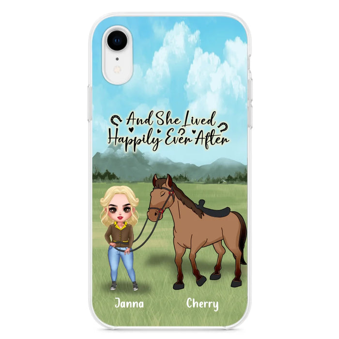 Custom Personalized Horse Girl Chibi iPhone and Samsung Cases - Gift For Horse Lovers - And She Lived Happily Ever After