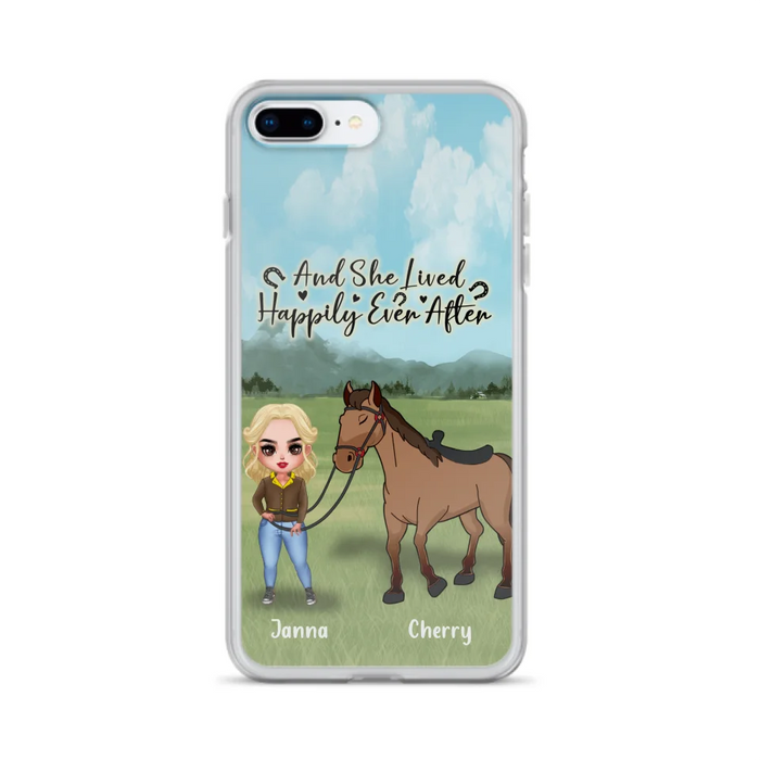 Custom Personalized Horse Girl Chibi iPhone and Samsung Cases - Gift For Horse Lovers - And She Lived Happily Ever After