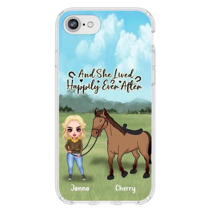 Custom Personalized Horse Girl Chibi iPhone and Samsung Cases - Gift For Horse Lovers - And She Lived Happily Ever After