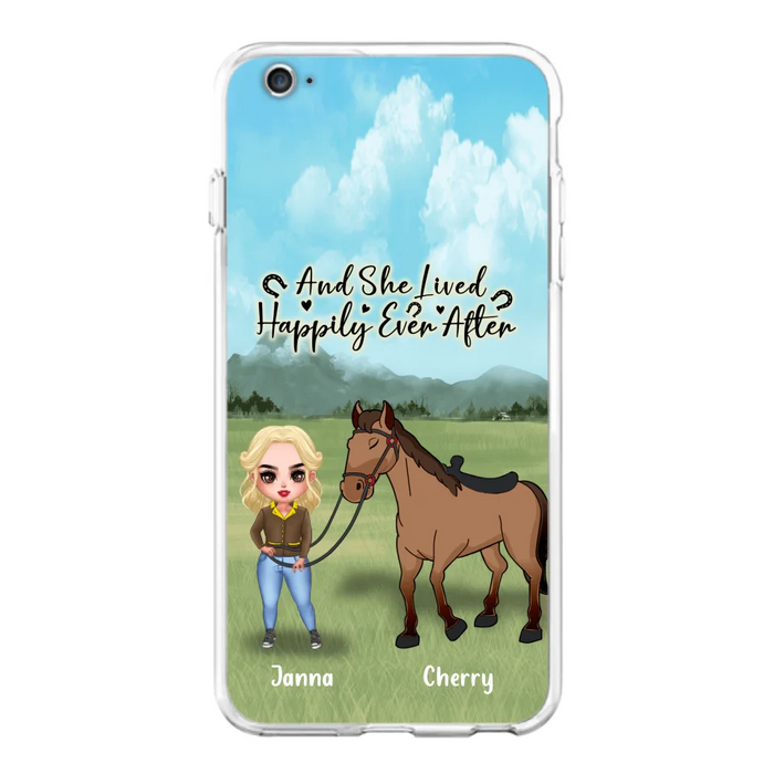 Custom Personalized Horse Girl Chibi iPhone and Samsung Cases - Gift For Horse Lovers - And She Lived Happily Ever After