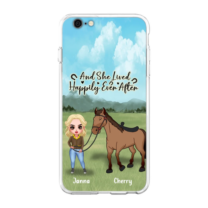 Custom Personalized Horse Girl Chibi iPhone and Samsung Cases - Gift For Horse Lovers - And She Lived Happily Ever After