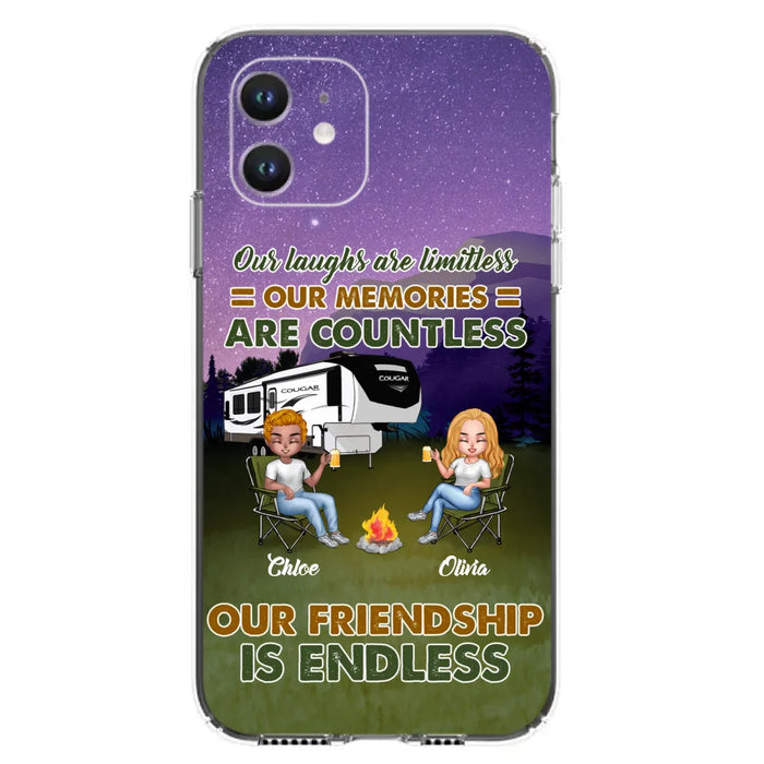 Custom Personalized Camping Friends Phone Case - Upto 4 People - Gift Idea For Friends/ Camping Lover - Life Is Better When You're Camping With Friends - Case For iPhone/Samsung