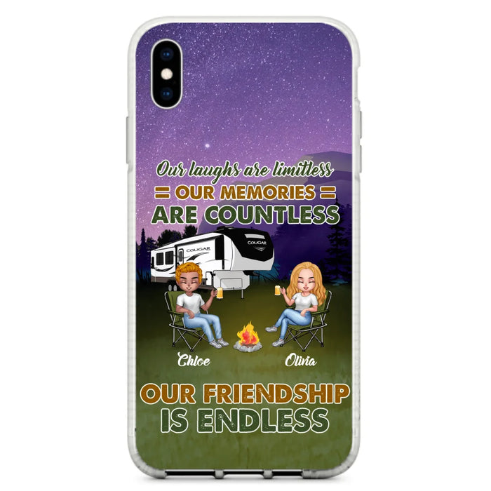 Custom Personalized Camping Friends Phone Case - Upto 4 People - Gift Idea For Friends/ Camping Lover - Life Is Better When You're Camping With Friends - Case For iPhone/Samsung