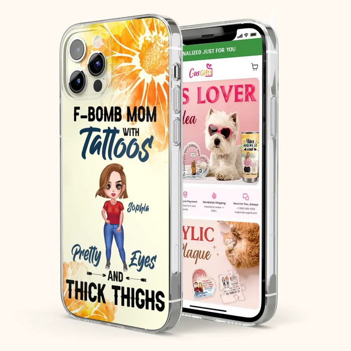 Custom Personalized F-Mom Phone Case for iPhone and Samsung - F-Bomb Mom with Tattoos