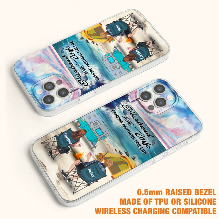 Custom Personalized Beach Camping Phone Case - Couple/ Parents With Upto 3 Kids And 3 Pets - Gift Idea For Camping Lover - Case For iPhone And Samsung