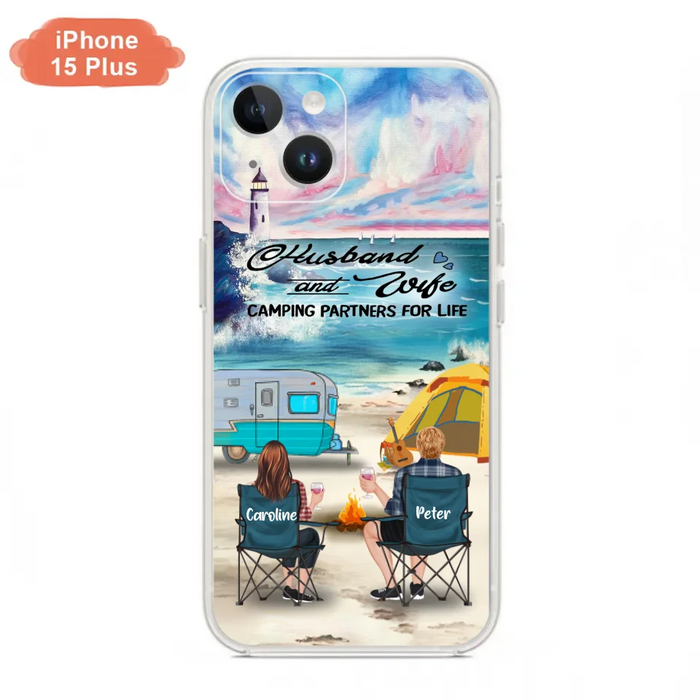 Custom Personalized Beach Camping Phone Case - Couple/ Parents With Upto 3 Kids And 3 Pets - Gift Idea For Camping Lover - Case For iPhone And Samsung