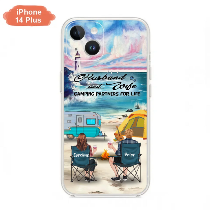 Custom Personalized Beach Camping Phone Case - Couple/ Parents With Upto 3 Kids And 3 Pets - Gift Idea For Camping Lover - Case For iPhone And Samsung