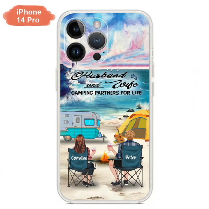 Custom Personalized Beach Camping Phone Case - Couple/ Parents With Upto 3 Kids And 3 Pets - Gift Idea For Camping Lover - Case For iPhone And Samsung