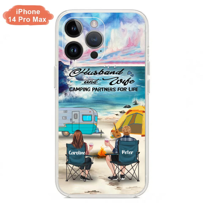 Custom Personalized Beach Camping Phone Case - Couple/ Parents With Upto 3 Kids And 3 Pets - Gift Idea For Camping Lover - Case For iPhone And Samsung