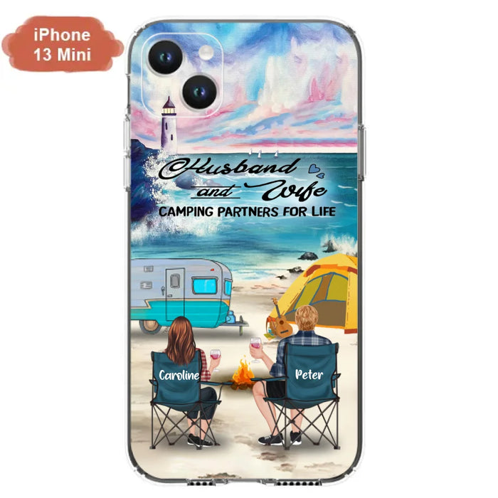 Custom Personalized Beach Camping Phone Case - Couple/ Parents With Upto 3 Kids And 3 Pets - Gift Idea For Camping Lover - Case For iPhone And Samsung