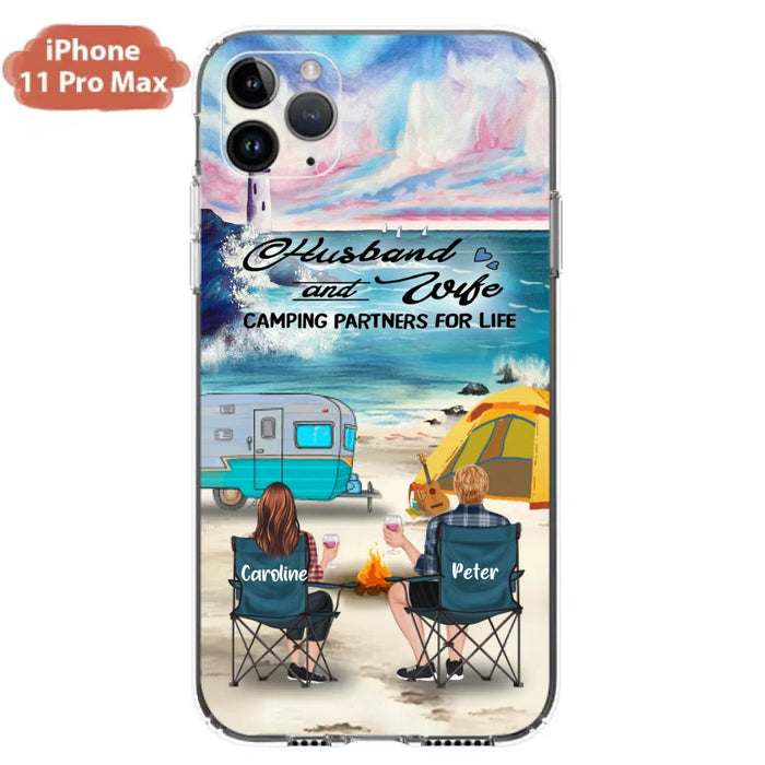 Custom Personalized Beach Camping Phone Case - Couple/ Parents With Upto 3 Kids And 3 Pets - Gift Idea For Camping Lover - Case For iPhone And Samsung