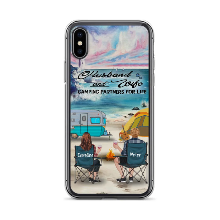 Custom Personalized Beach Camping Phone Case - Couple/ Parents With Upto 3 Kids And 3 Pets - Gift Idea For Camping Lover - Case For iPhone And Samsung