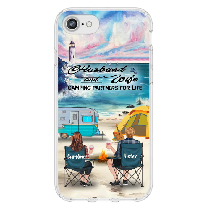 Custom Personalized Beach Camping Phone Case - Couple/ Parents With Upto 3 Kids And 3 Pets - Gift Idea For Camping Lover - Case For iPhone And Samsung