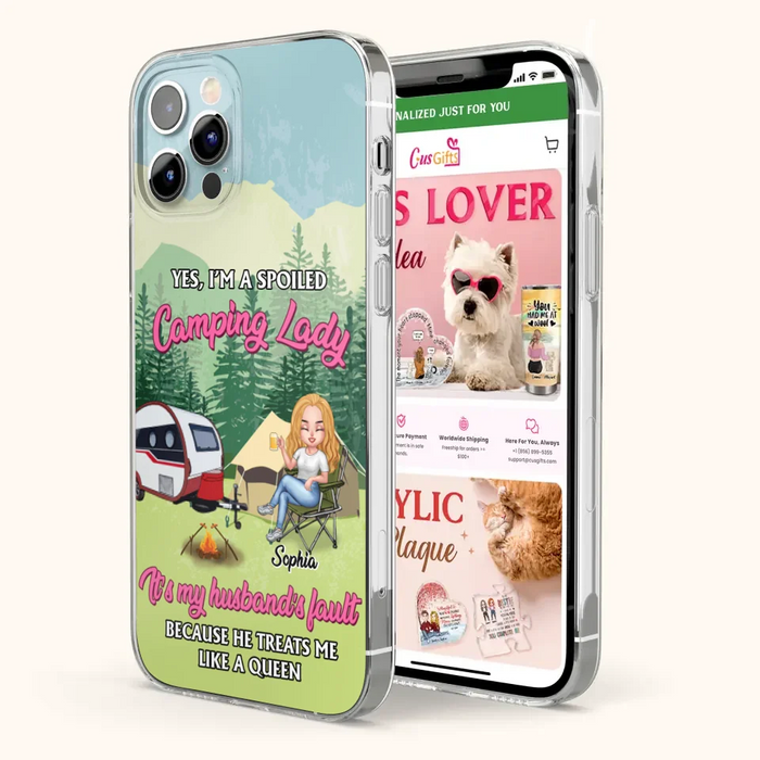 Custom Personalized Camping Lady Phone Case -  Gift Idea For Camping Lovers - Cases For iPhone/Samsung