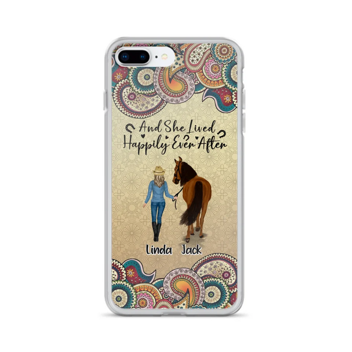 Custom Personalized Horse Girl Phone Case - Upto 4 Horses - Gift Idea For Horse Lovers - And She Lived Happily Ever After - Case For iPhone/Samsung