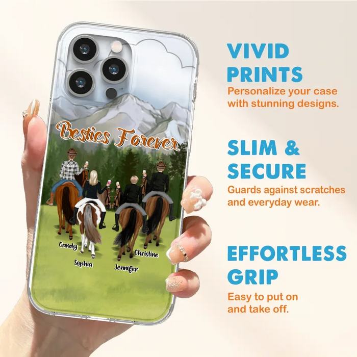 Custom Personalized Riding Horse Friends iPhone/Samsung Cases - Gift for Besties, Horse Lovers - Up to 4 Besties - Besties Forever