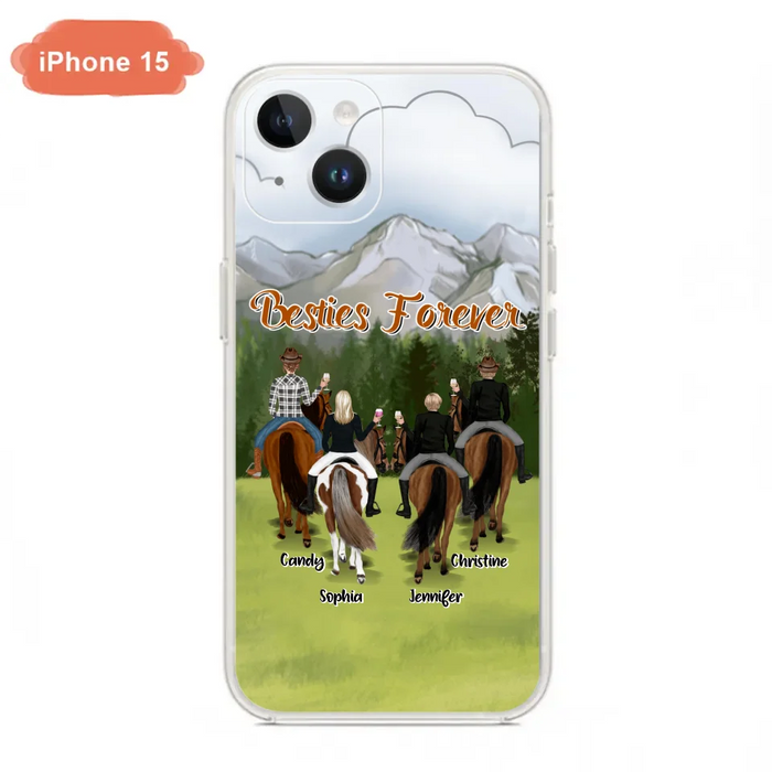 Custom Personalized Riding Horse Friends iPhone/Samsung Cases - Gift for Besties, Horse Lovers - Up to 4 Besties - Besties Forever