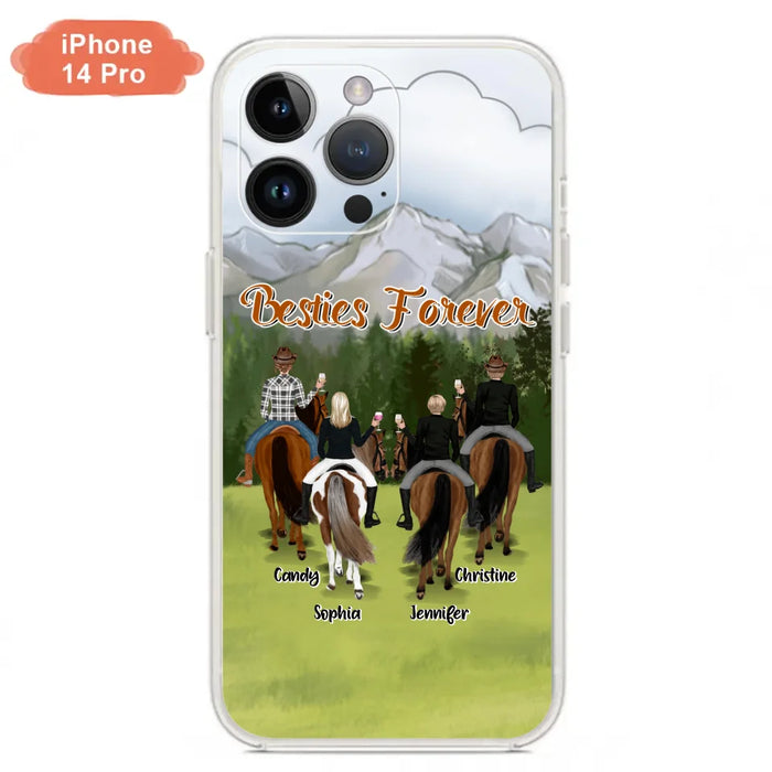 Custom Personalized Riding Horse Friends iPhone/Samsung Cases - Gift for Besties, Horse Lovers - Up to 4 Besties - Besties Forever