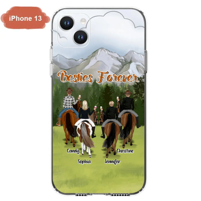 Custom Personalized Riding Horse Friends iPhone/Samsung Cases - Gift for Besties, Horse Lovers - Up to 4 Besties - Besties Forever