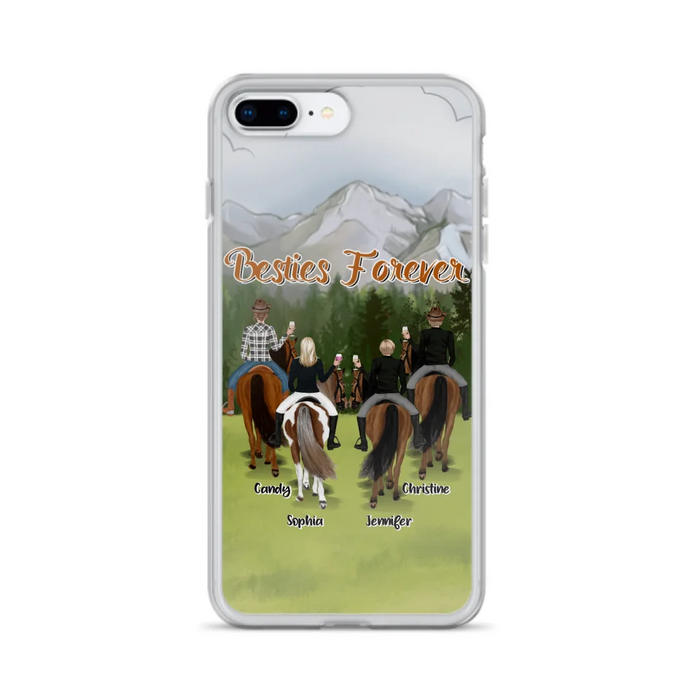 Custom Personalized Riding Horse Friends iPhone/Samsung Cases - Gift for Besties, Horse Lovers - Up to 4 Besties - Besties Forever