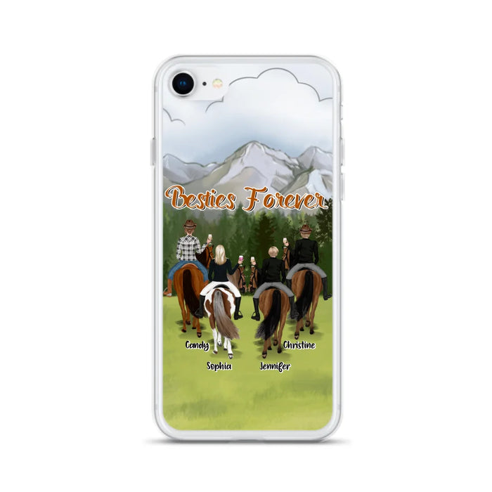 Custom Personalized Riding Horse Friends iPhone/Samsung Cases - Gift for Besties, Horse Lovers - Up to 4 Besties - Besties Forever