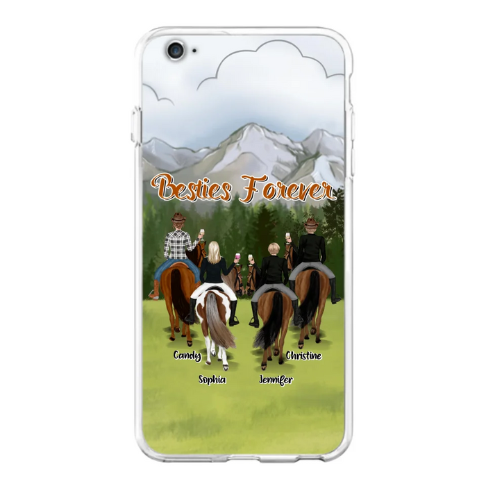 Custom Personalized Riding Horse Friends iPhone/Samsung Cases - Gift for Besties, Horse Lovers - Up to 4 Besties - Besties Forever