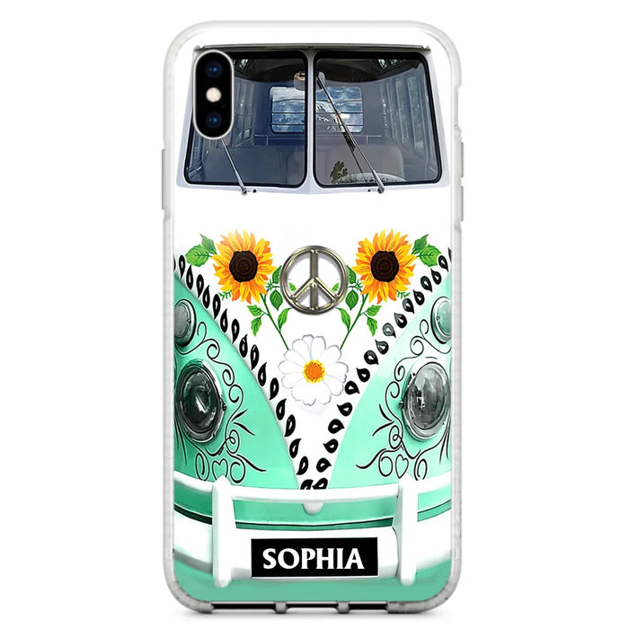 Custom Personalized Sunflower Peace Bus Phone Case - Best Gift Idea For Bus Lovers - Cases For iPhone And Samsung