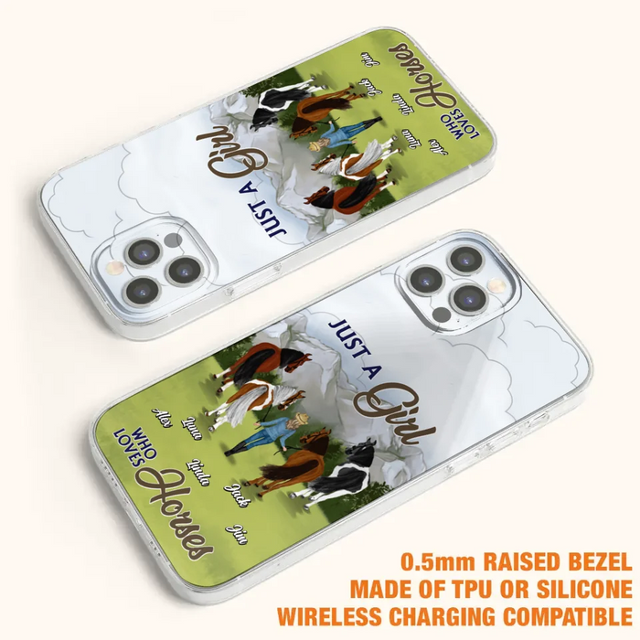 Personalized Horse Lady Phone Case for iPhone/ Samsung - Gift Idea For Horse Lovers with up to 4 Horses - Just A Girl Who Loves Horses