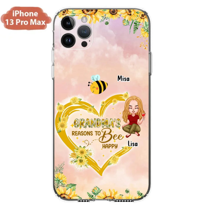 Custom Personalized Grandma Phone Case - Up to 6 Kids - Mother's Day Gift For Grandma - Grandma's Reasons To Bee Happy - Case For iPhone And Samsung