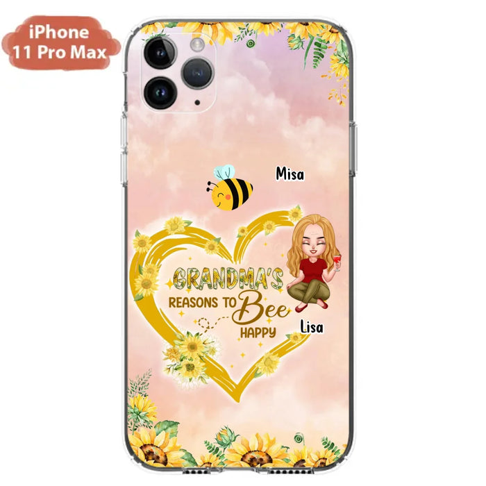 Custom Personalized Grandma Phone Case - Up to 6 Kids - Mother's Day Gift For Grandma - Grandma's Reasons To Bee Happy - Case For iPhone And Samsung