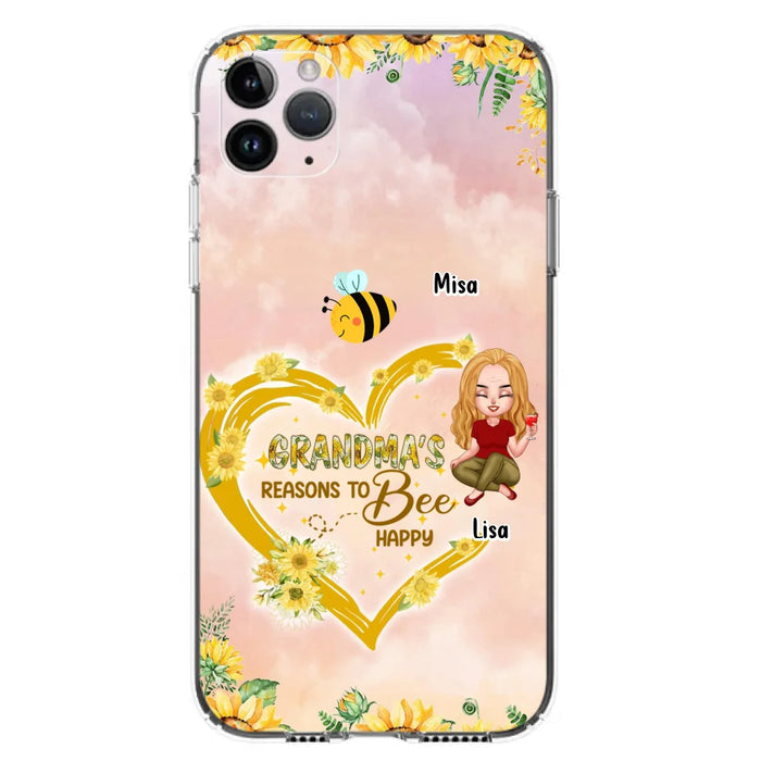 Custom Personalized Grandma Phone Case - Up to 6 Kids - Mother's Day Gift For Grandma - Grandma's Reasons To Bee Happy - Case For iPhone And Samsung