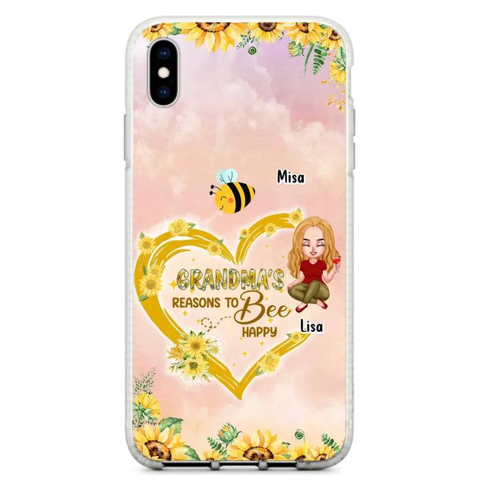 Custom Personalized Grandma Phone Case - Up to 6 Kids - Mother's Day Gift For Grandma - Grandma's Reasons To Bee Happy - Case For iPhone And Samsung