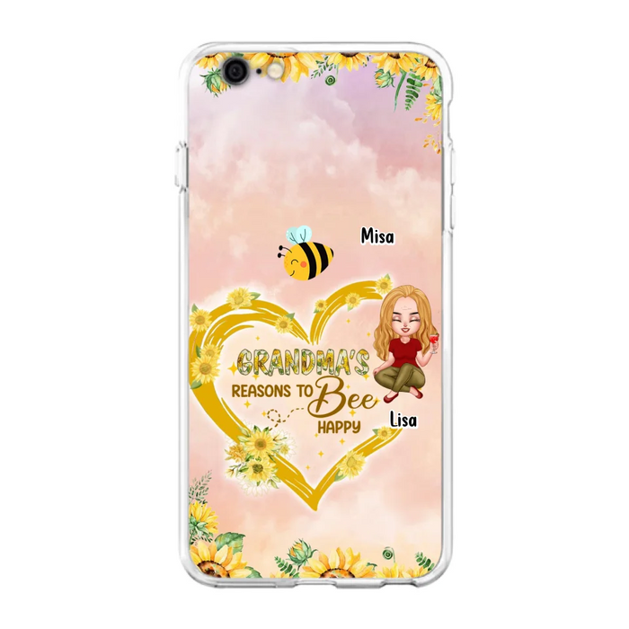 Custom Personalized Grandma Phone Case - Up to 6 Kids - Mother's Day Gift For Grandma - Grandma's Reasons To Bee Happy - Case For iPhone And Samsung