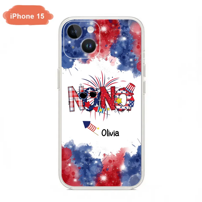 Custom Personalized Grandma Phone Case - 4th of July Mimi Phone Case With Child Names - Up To 10 Children - Gift Idea For Grandma - Cases For Iphone And Samsung