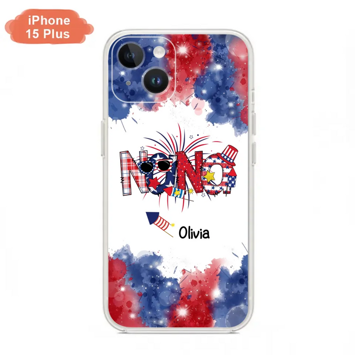 Custom Personalized Grandma Phone Case - 4th of July Mimi Phone Case With Child Names - Up To 10 Children - Gift Idea For Grandma - Cases For Iphone And Samsung