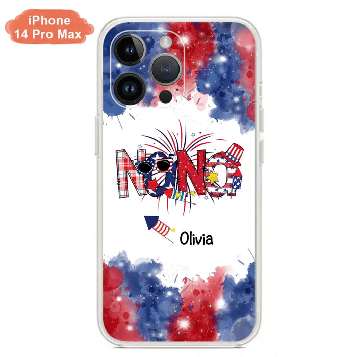 Custom Personalized Grandma Phone Case - 4th of July Mimi Phone Case With Child Names - Up To 10 Children - Gift Idea For Grandma - Cases For Iphone And Samsung