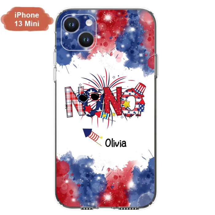 Custom Personalized Grandma Phone Case - 4th of July Mimi Phone Case With Child Names - Up To 10 Children - Gift Idea For Grandma - Cases For Iphone And Samsung