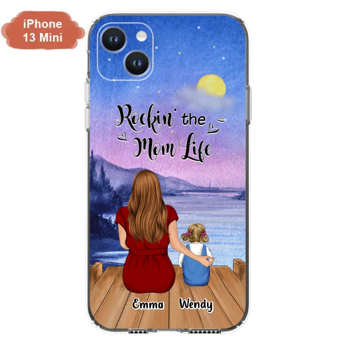 Custom Personalized Mom Phone Case - Mom With Upto 5 Children - Best Gift For Mother's Day/Family - Rockin' The Mom Life - Case for iPhone/Samsung