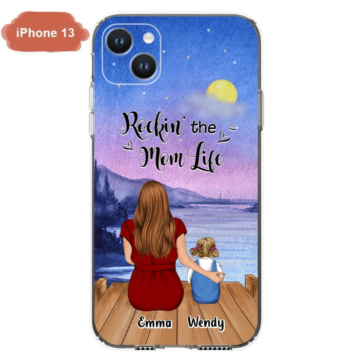 Custom Personalized Mom Phone Case - Mom With Upto 5 Children - Best Gift For Mother's Day/Family - Rockin' The Mom Life - Case for iPhone/Samsung